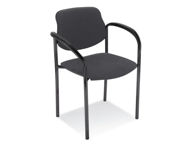 Bezoekersstoel,4Voeten Ronde Buis Zwart,M. Armleuningen