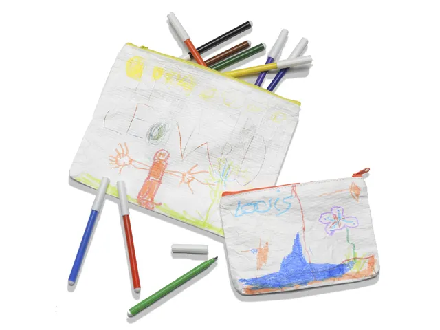 etui A5 Phat-Bag wit groen met hoge duurzaamheid en gele ritssluiting
