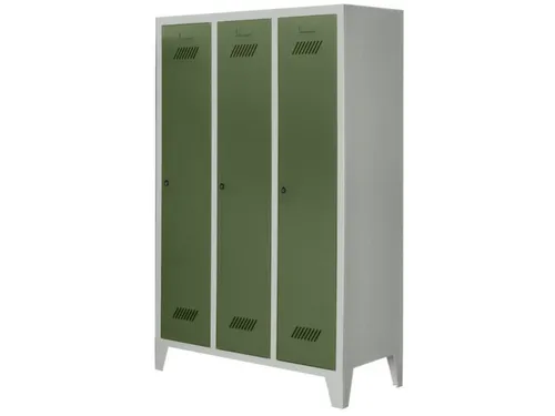 lockerkast v. kinderen,HxBxD 1600x930x500mm,3vak,RAL7035,front RAL6011