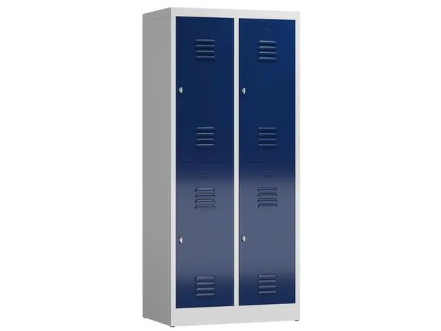 Dubbeldekse garderobekast 1800x800x500mm 2x2vak 400mm RAL7035 RAL5010