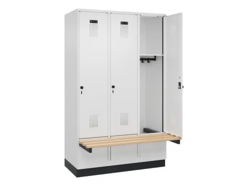 locker met bank,HxBxD 1950x1200x815mm,3vak,vak B 400mm,draaigrendel