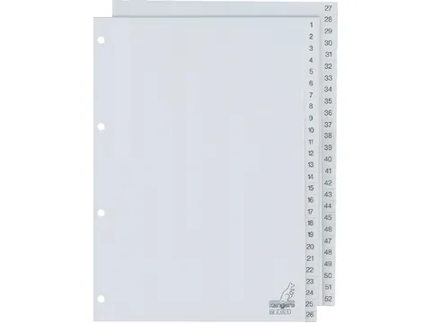 Tabbladen Kangaro A4 4-Gaats G452C 1-52 Genummerd Grijs Pp