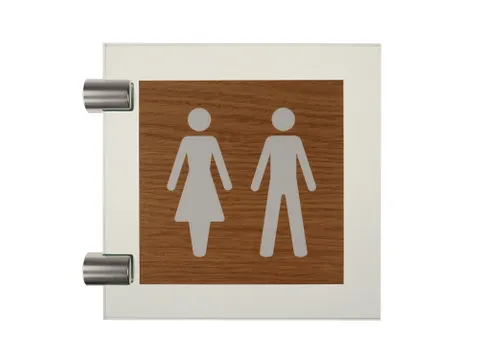 Premium Pictogram Glasslook Houtlook Dames Heren 150x150mm