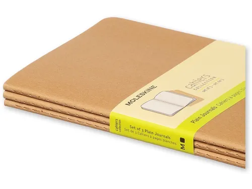 Schrift Moleskine 130x210mm blanco 160 pagina's 70gr kraft set à 3 st
