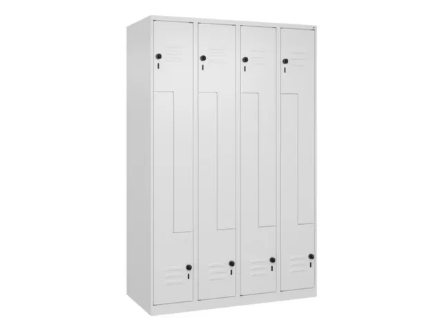 Z-garderobekast,HxBxD 1850x1200x500mm,vak B 150/300mm,draaigrendel