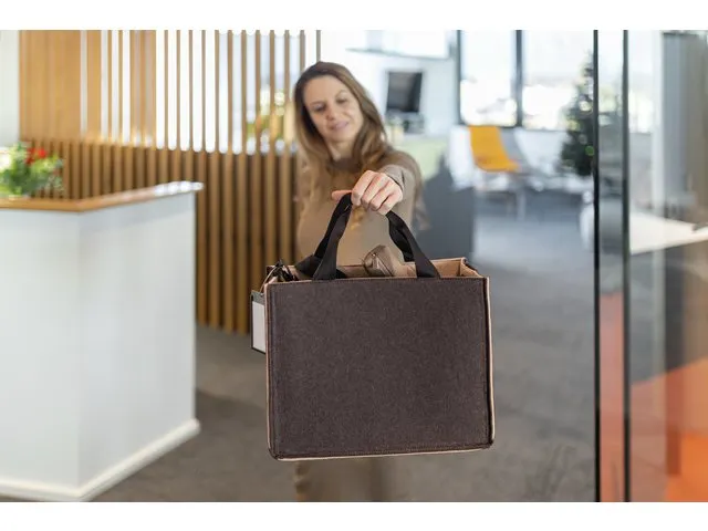 Bureau Tas Hybride werken Bicolor M bruin/beige M 360x280x150mm