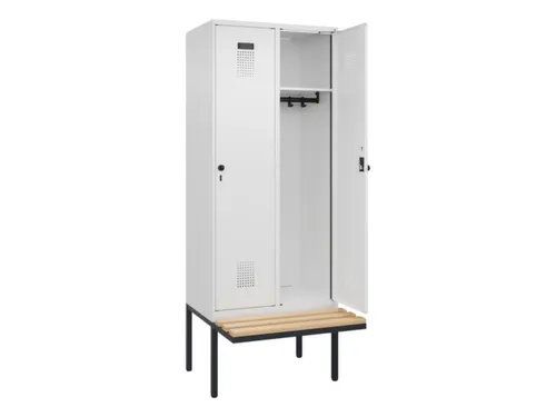 locker met bank,HxBxD 2120x800x815mm,2vak,vak B 400mm,draaigrendel