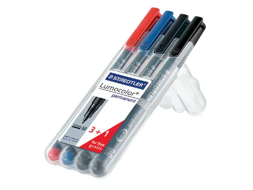 Viltstift Staedtler OHP Lumocolor 317 Medium 1.0mm Assorti 4 stuks