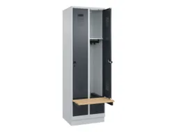 locker met bank,HxBxD 1950x600x815mm,2vak,vak B 300mm,draaigrendel