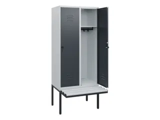 locker met bank,HxBxD 1950x800x815mm,2vak,vak B 400mm,draaigrendel - 2