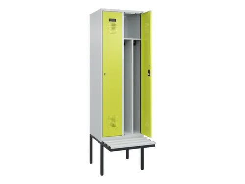 locker met bank,voor scheiding van kleding,HxBxD 2120x600x815mm,2vak