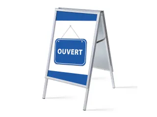 Stoepbord A1 complete set met print "OUVERT" Blauw - 1