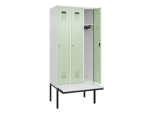 locker met bank,HxBxD 2120x900x815mm,3vak,vak B 300mm,cilinderslot
