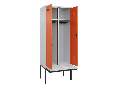 locker met bank,voor scheiding van kleding,HxBxD 2120x800x815mm,2vak