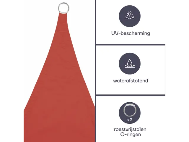 Zonnezeil Driehoek 5x5x5m Terracotta