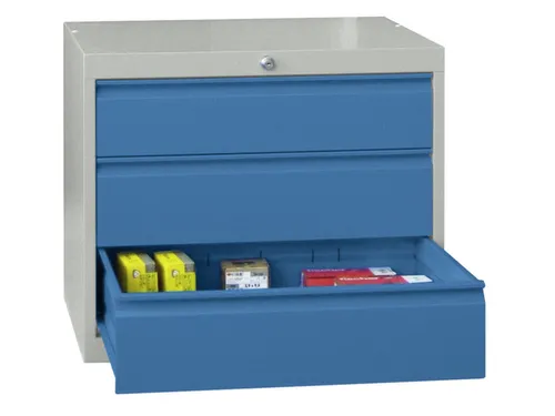 ladekast HxBxD 600x715x600mm 3laden slot RAL7035 front RAL5012