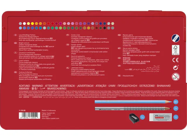 Kleurpotlood Faber-Castell Castle zeskantig metalen etui 48 stuks met