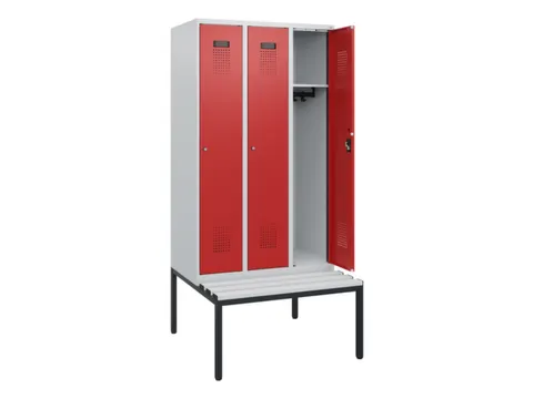 locker met bank,HxBxD 1950x900x815mm,3vak,vak B 300mm,cilinderslot