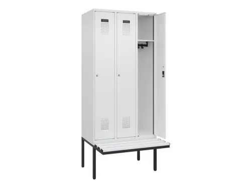 locker met bank,HxBxD 2120x900x815mm,3vak,vak B 300mm,cilinderslot