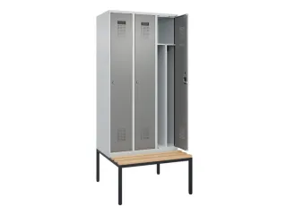 locker met bank,voor scheiding van kleding,HxBxD 2120x900x815mm,3vak - 1