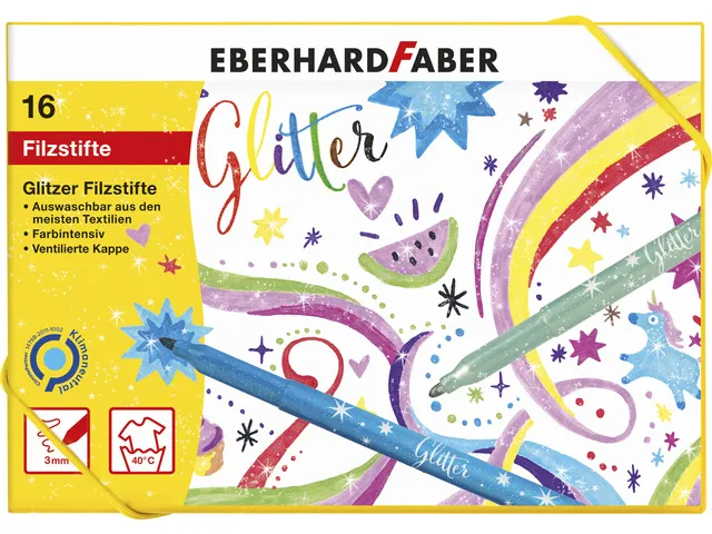 Feutres Eberhard Faber glitter assorti boîte à 16 couleurs