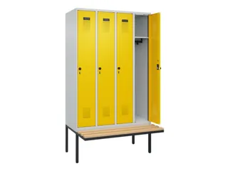 locker met bank,HxBxD 2120x1200x815mm,4vak,vak B 300mm,draaigrendel - 2