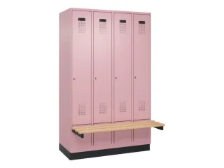 locker met bank,HxBxD 1950x1200x815mm,4vak,vak B 300mm,cilinderslot - 2