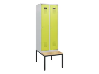 locker met bank,HxBxD 1950x600x815mm,2vak,vak B 300mm,cilinderslot - 2