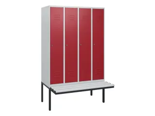 locker met bank,HxBxD 1950x1200x815mm,4vak,vak B 300mm,cil.-slot - 1