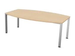 vergadertafel HxBxD 74x200x120/80cm vatvormig NE-esdoorn 4voeten alu
