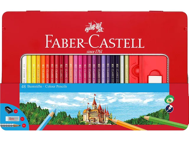 Kleurpotlood Faber-Castell Castle zeskantig 36 stuks in metalen blik +