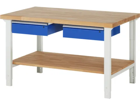 établi HxlxP 790-1140x1500x900mm plateau hêtre force 750kg 4 pieds