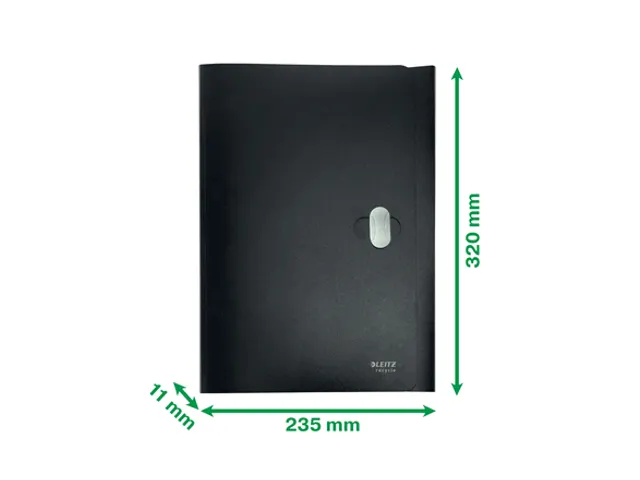 Recycle elastomap met 3 kleppen uit PP A4 zwart