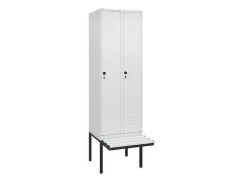 locker met bank,HxBxD 2120x600x815mm,2vak,vak B 300mm,draaigrendel