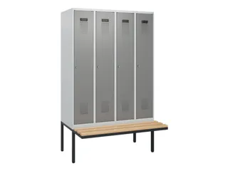 locker met bank,HxBxD 1950x1200x815mm,4vak,vak B 300mm,cilinderslot - 2