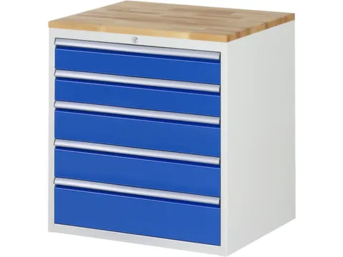 ladekast 825x770x650mm 5laden cilinderslot RAL7035 RAL5010 beuken