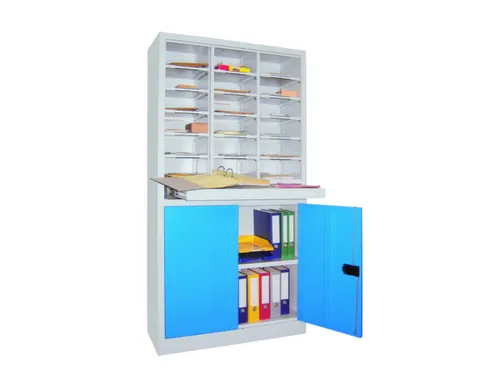 Postsorteerkast Met Deuren 1950x1000x400mm 3x6 Ral7035 Front Ral5012