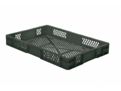 Euronorm-Stapelbak 14.5l 75x 600x 400mm Wanden/Bodem Opengewerkt Grijs