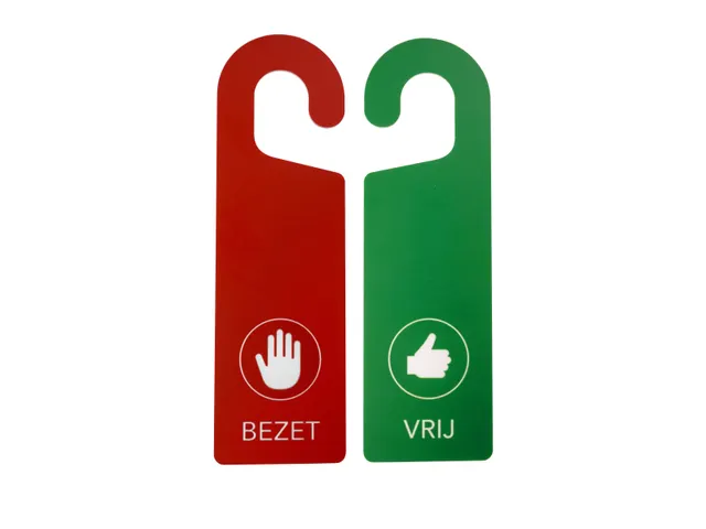 Kunststof deurhanger 250x75mm Vrij - Bezet Rood/Groen 10 stuks