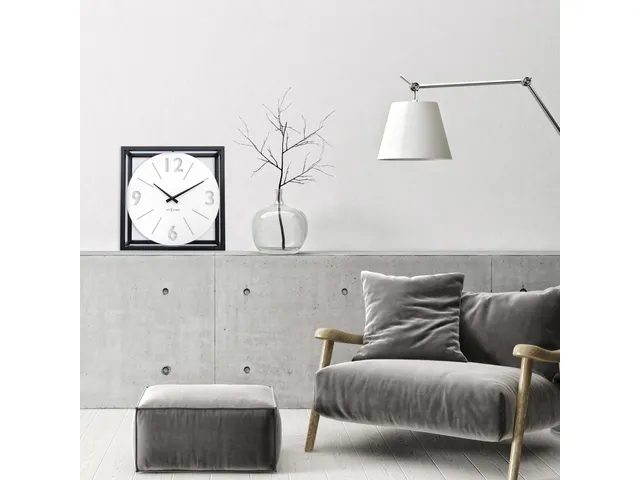 Tafel/wandklok NeXtime Time Frame 40x40cm wit metaal