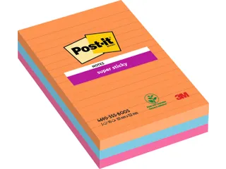 Memoblok 3M Post-it 4690 Super Sticky 101x152mm lijn Bangkok Assorti - 3