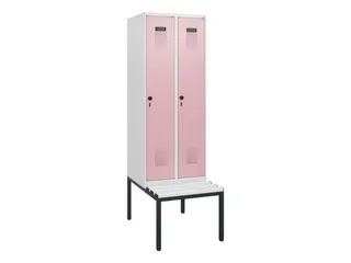 locker met bank,HxBxD 1950x600x815mm,2vak,vak B 300mm,draaigrendel - 2