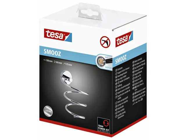 Haardrogerhouder tesa Smooz hoogglans verchroomd metaal zelfklevend