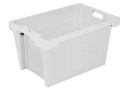 Euronorm Draaistapelbak 350x600x400mm Wit 60l Wand/bodem Gesloten