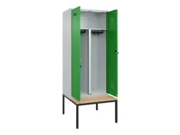 PBM-locker met bank,HxBxD 2120x800x815mm,2vak,vak B 400mm,draaigrendel