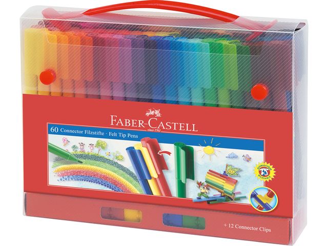 Kleurstift Faber Castell Connector koffer à 60 stuks assorti | FaberCastellShop.nl