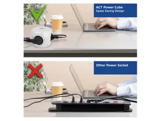 Stekkerblok ACT 3 voudig inclusief 2x USB C en A 1.5 meter wit/grijs - 7