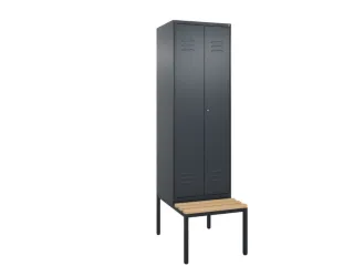 PBM-locker met bank,HxBxD 2120x600x815mm,2vak,vak B 300mm,cil.-slot - 1