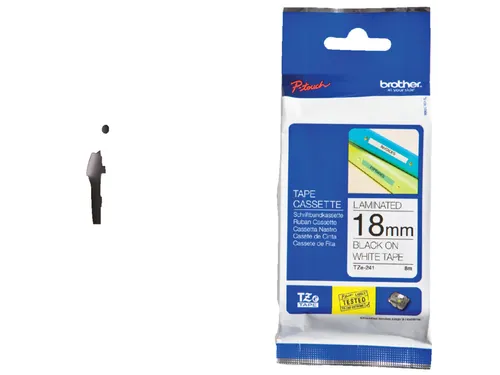Labeltape Brother P-touch TZe-241 standaard 18mm zwart op wit