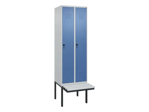 locker met bank,HxBxD 2120x600x815mm,2vak,vak B 300mm,draaigrendel